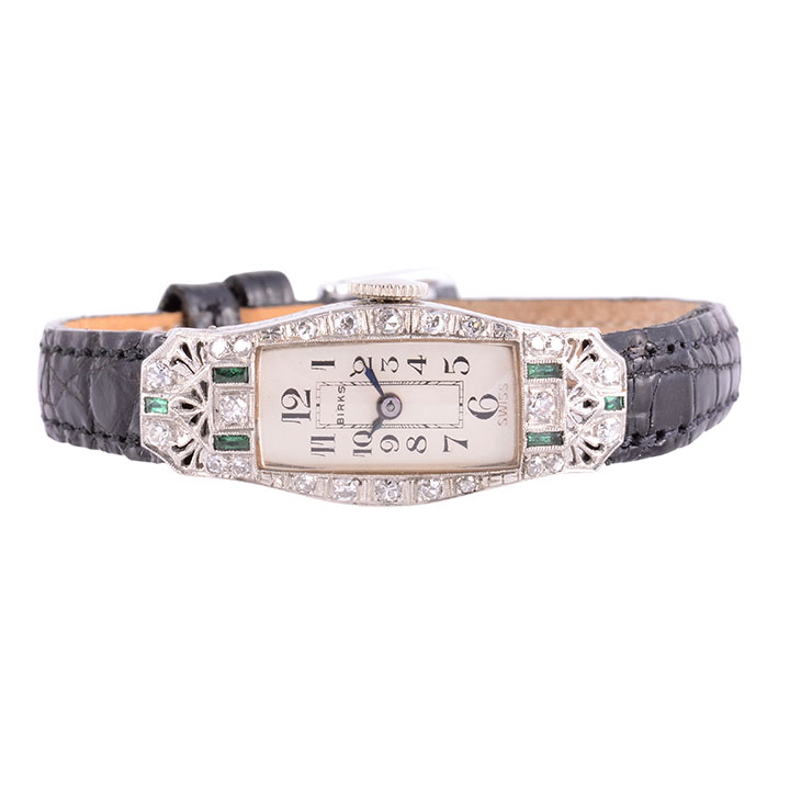 Birks Platinum Diamond Art Deco Ladies Wrist Watch