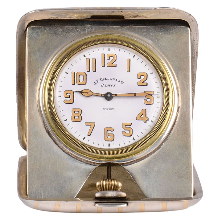 JE Caldwell Sterling Silver Travel Clock