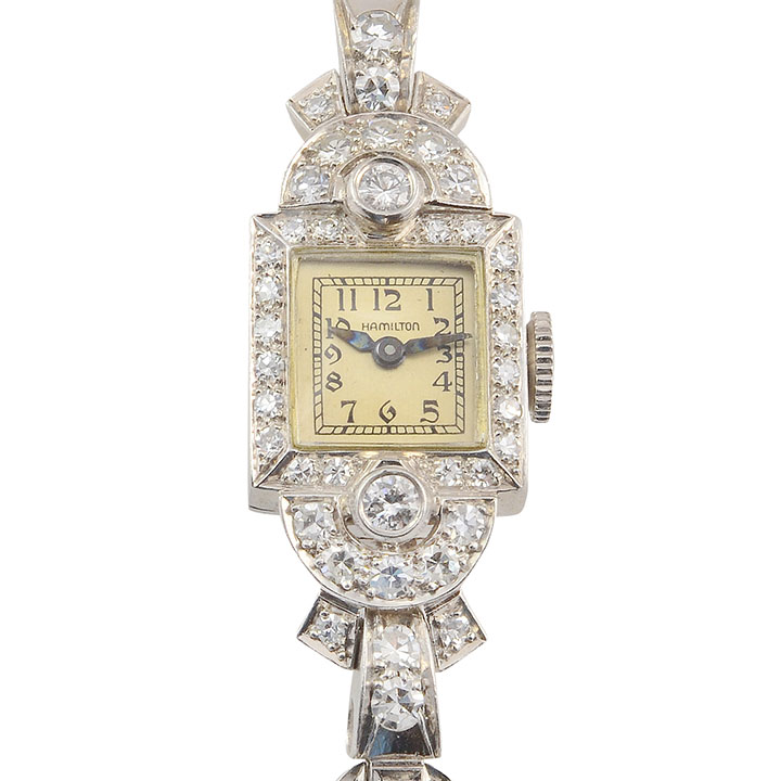 American Platinum Diamond Ladies Wrist Watch by Hamilton