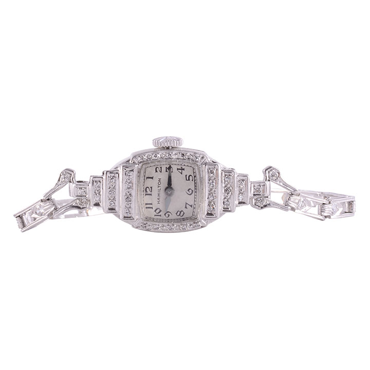 Hamilton Ladies Diamond Platinum Wrist Watch