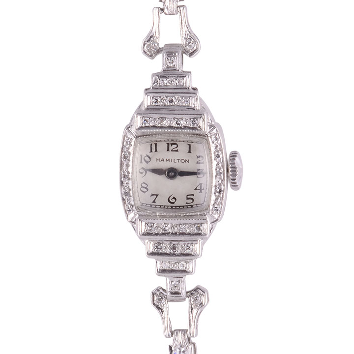 Hamilton Ladies Diamond Platinum Wrist Watch