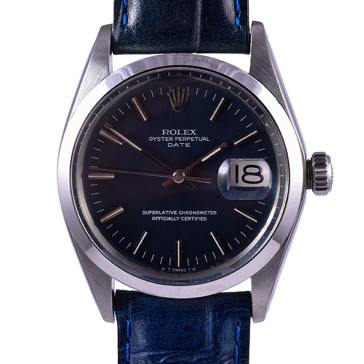 Rolex Rare Date Model Original Dark Blue Dial Wrist Watch