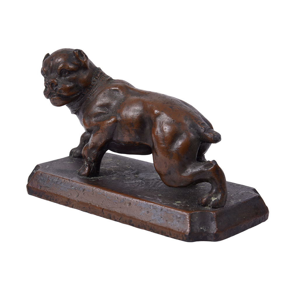 Bronze Dog Paperweight Sculpture