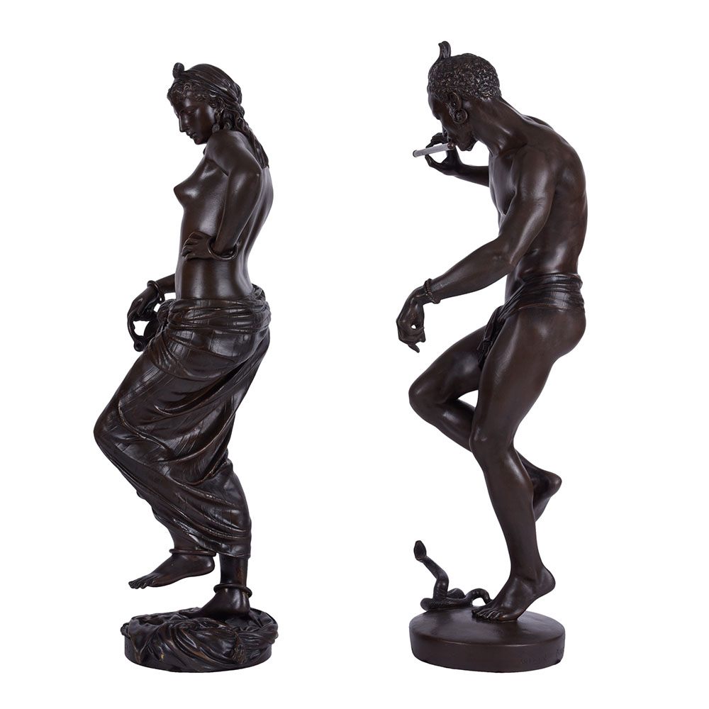 Bourgeois Pair of African Dancer Bronze Sculptures