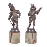 Pair of Fencer Sculptures