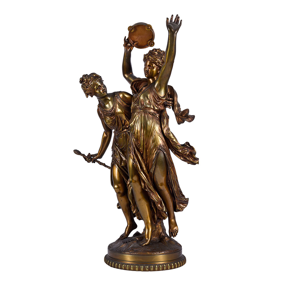 Gregoire Art Nouveau Bacchantes Maidens Bronze Sculpture