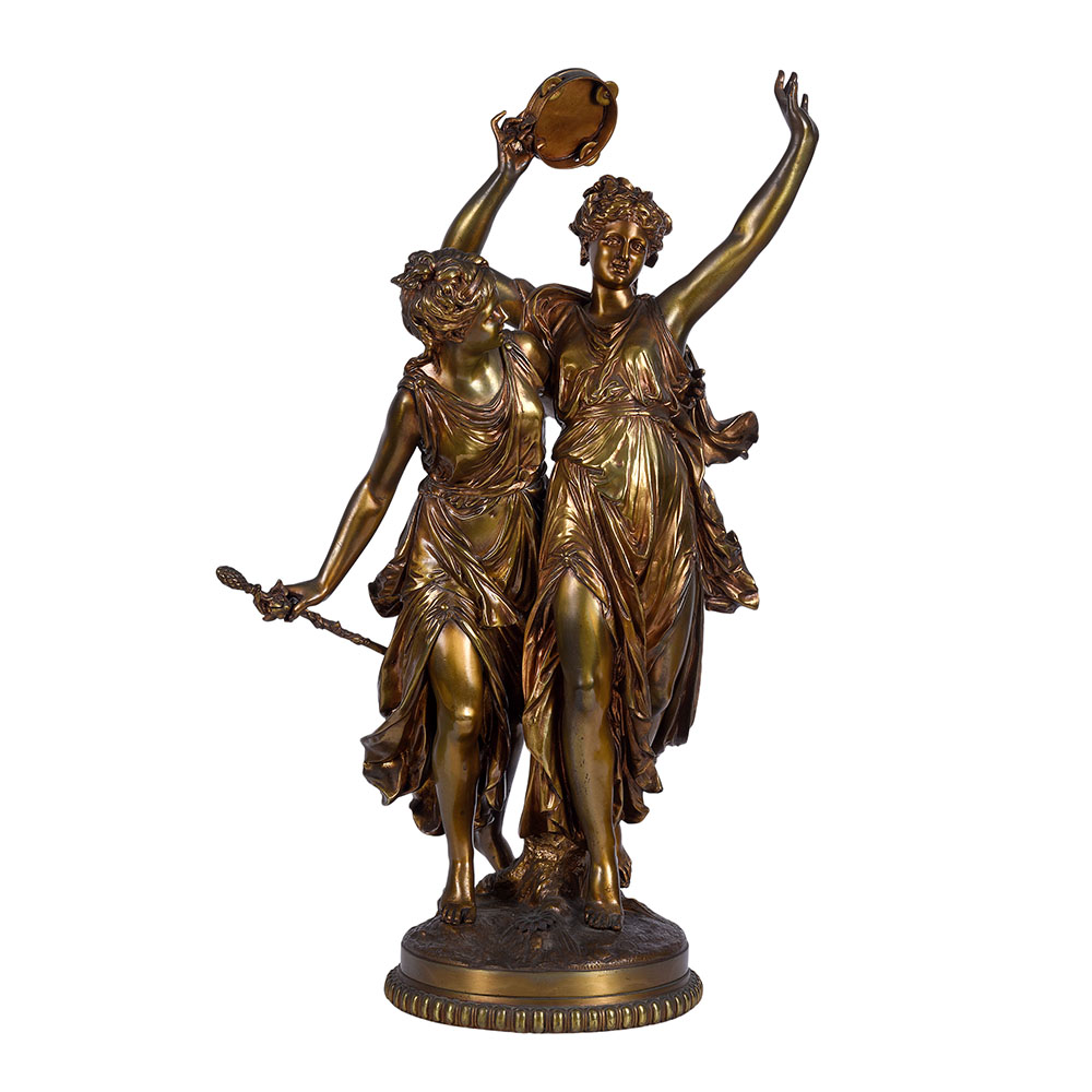 Gregoire Art Nouveau Bacchantes Maidens Bronze Sculpture