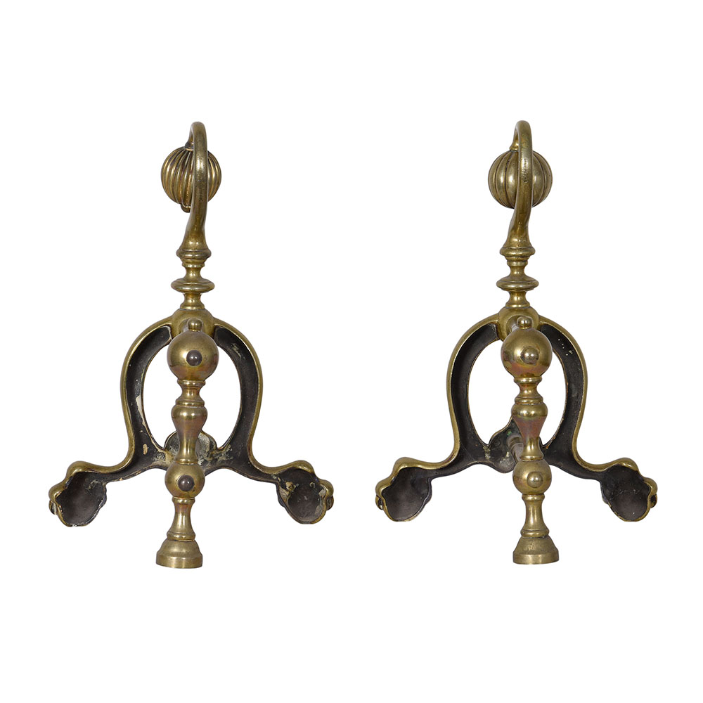 Pair Solid Brass Andirons