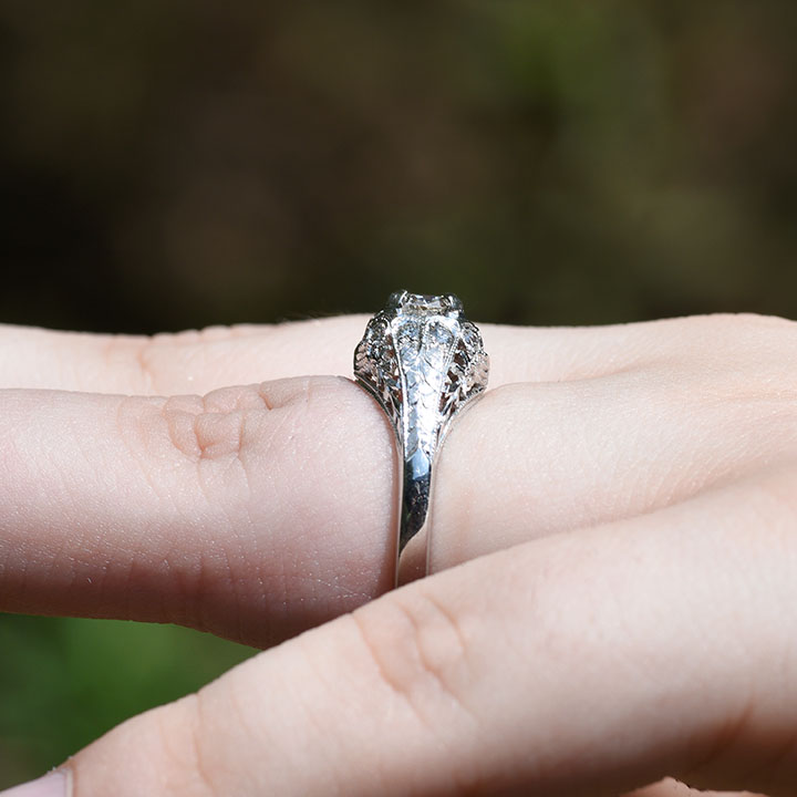 Art Deco Filigree Diamond Engagement Ring