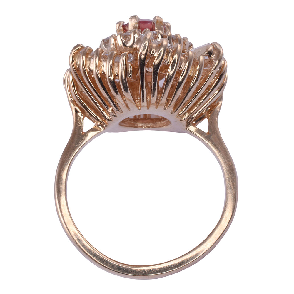 Pinkish Orange Sapphire 18K Ring
