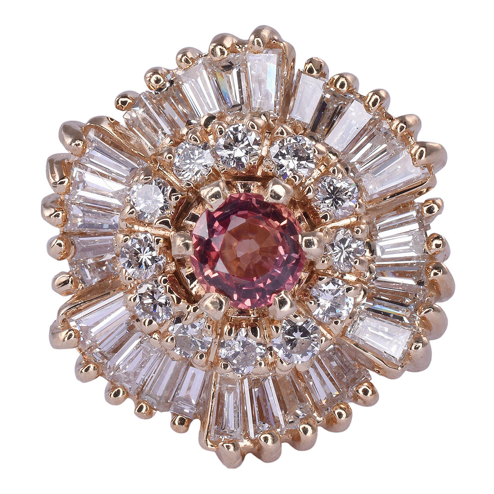 Pinkish Orange Sapphire 18K Ring