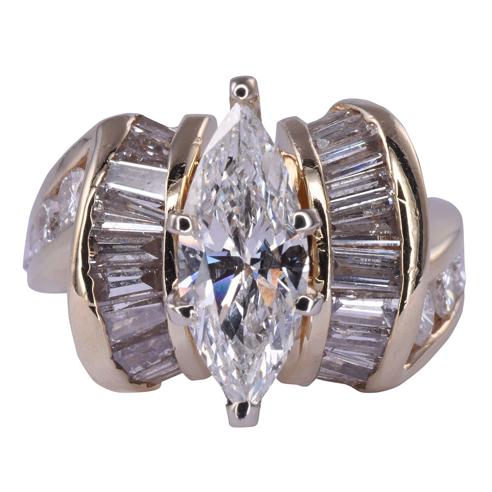 1.04 Carat Center Marquise Diamond Ring