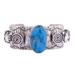 Zuni Navajo Alex Sanchez Kingman Turquoise Sterling Silver Cuff Bracelet