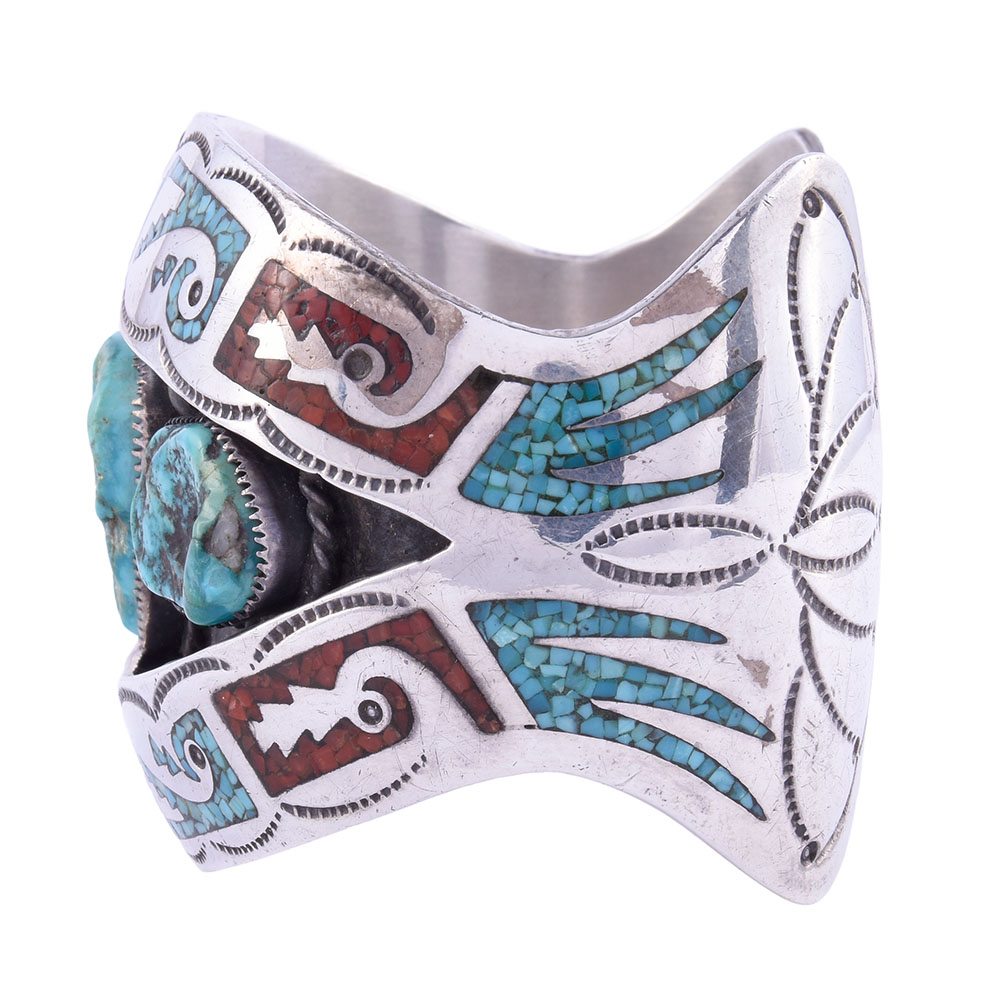 Herman Slinkey Shadowbox Turquoise Cuff Bracelet