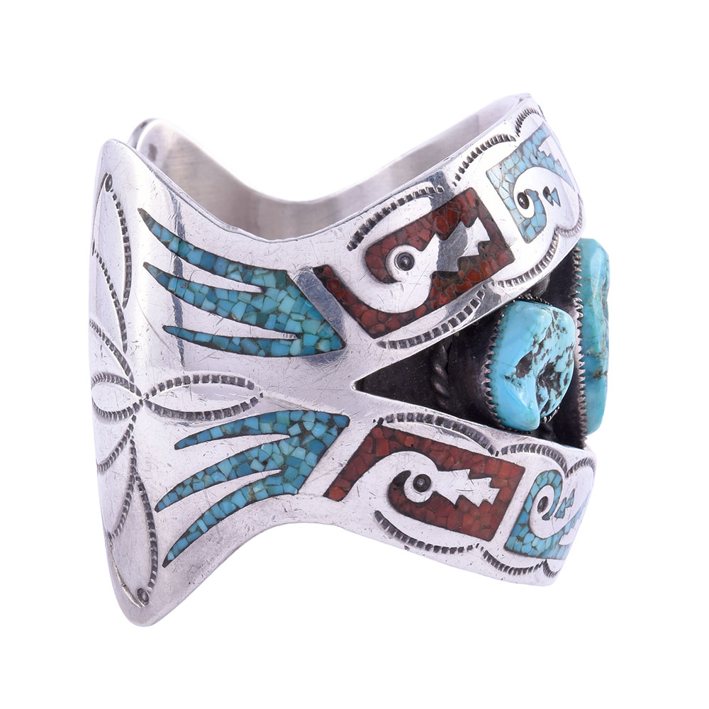 Herman Slinkey Shadowbox Turquoise Cuff Bracelet