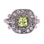 Peridot Diamond 14K & Sterling Silver Ring