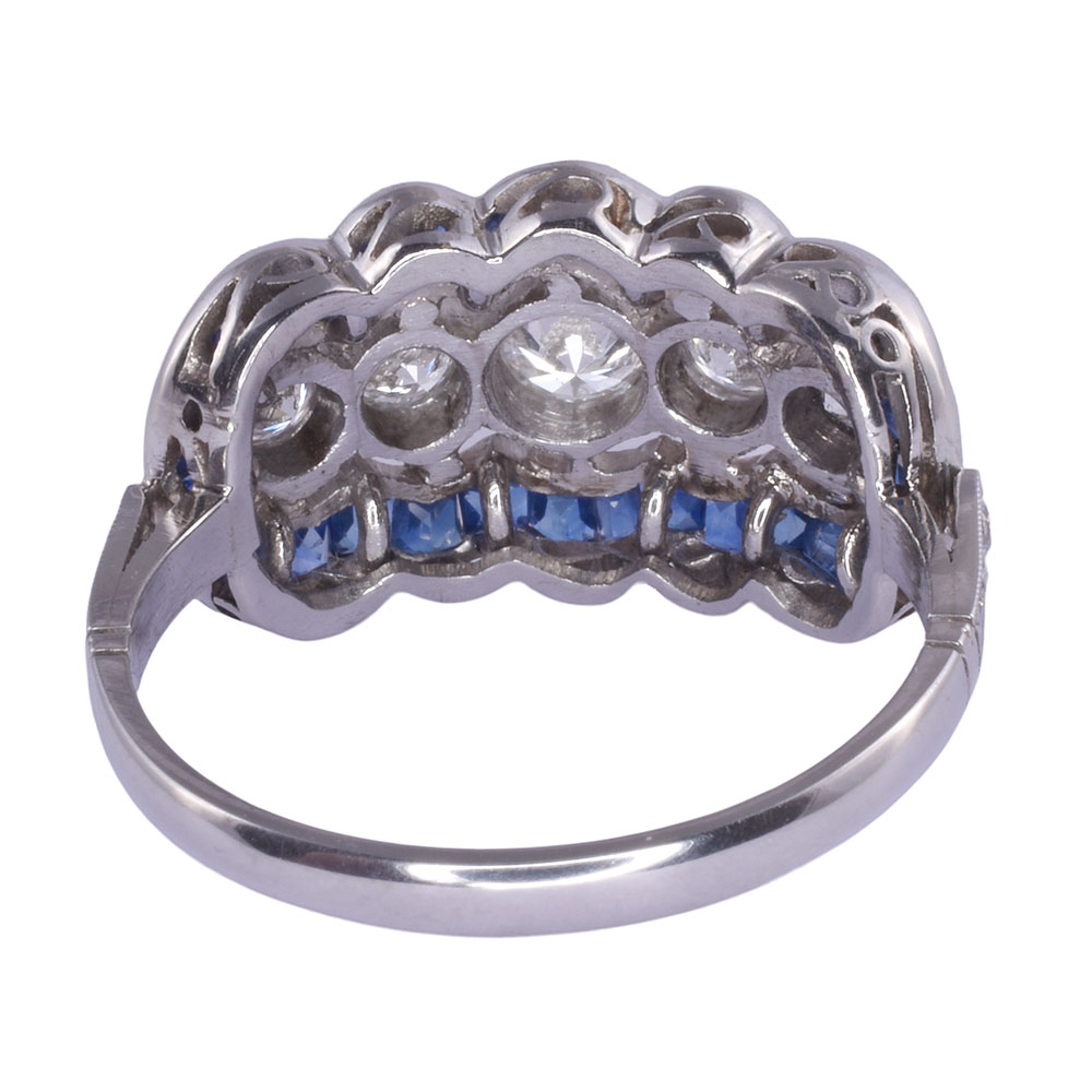 Five Diamond & Sapphire Platinum Ring