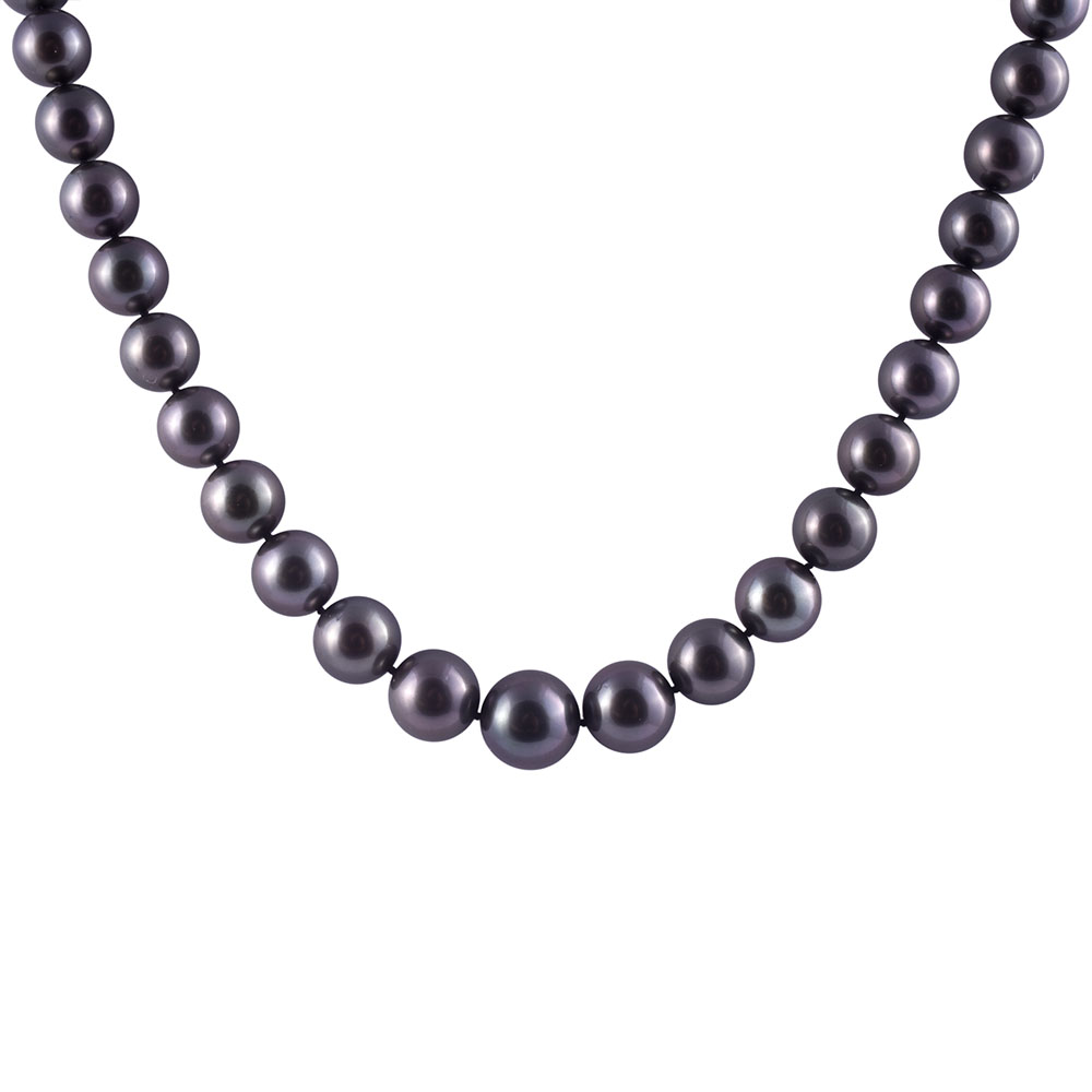 Graduated Tahitian Pearl Necklace with Diamond Clasp