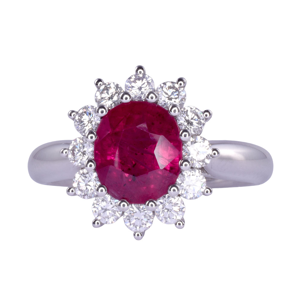 Vibrant Ruby & Diamond 18KW Ring
