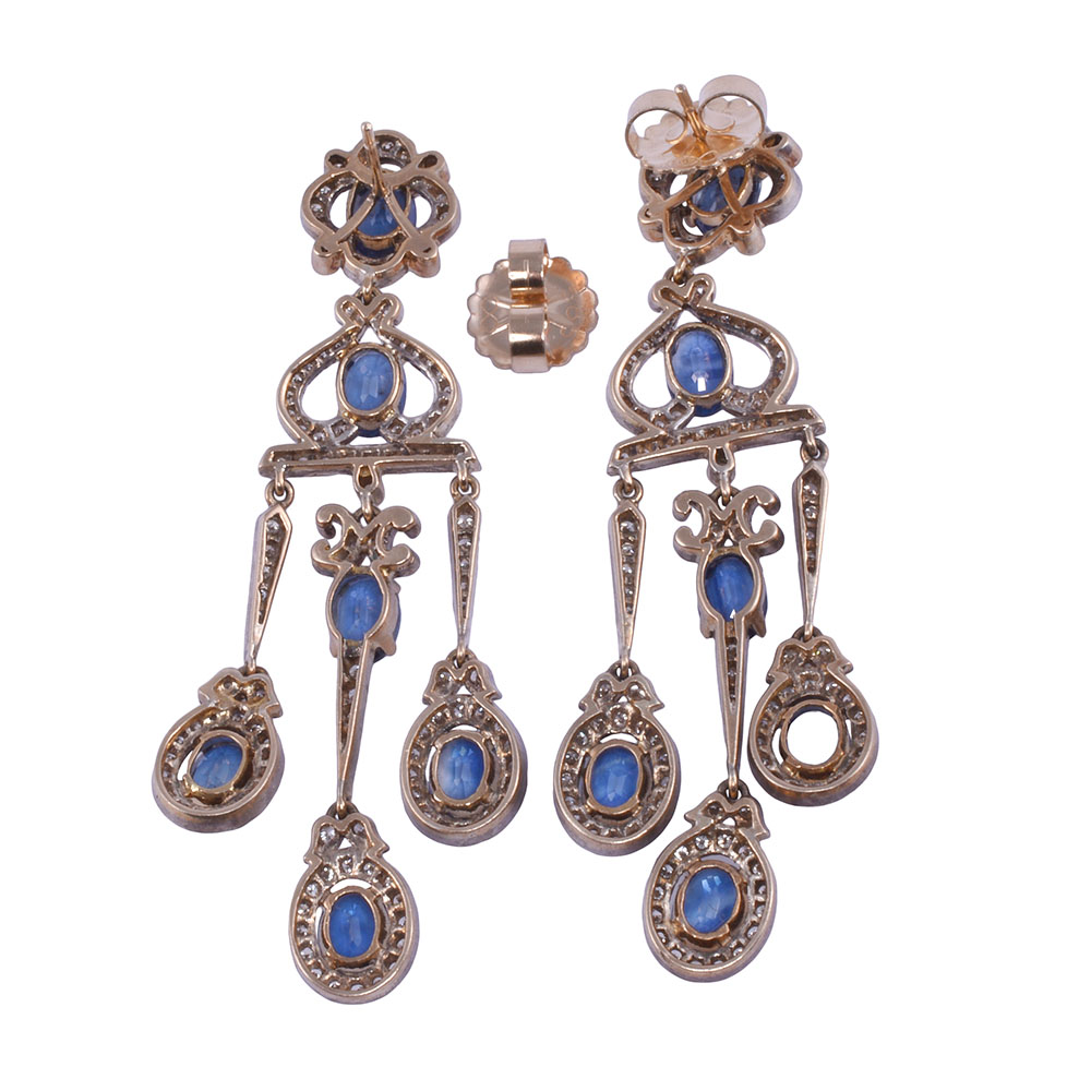 9.71 CTW Sapphire & Diamond Girandole Dangle Earrings