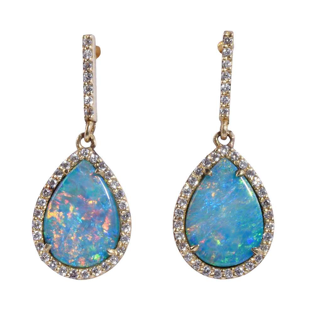 Pear Australian Opal Drop Earrings