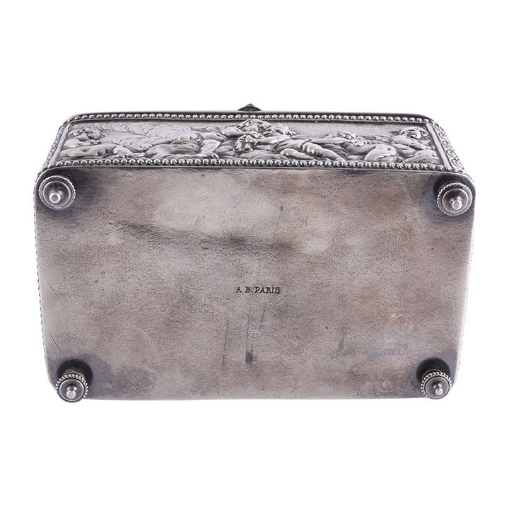 French Cherub Electroplated Silver Jewelry Casket