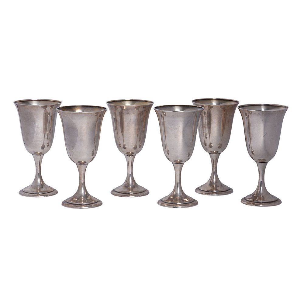 Alvin Set of Six Sterling Silver Goblets