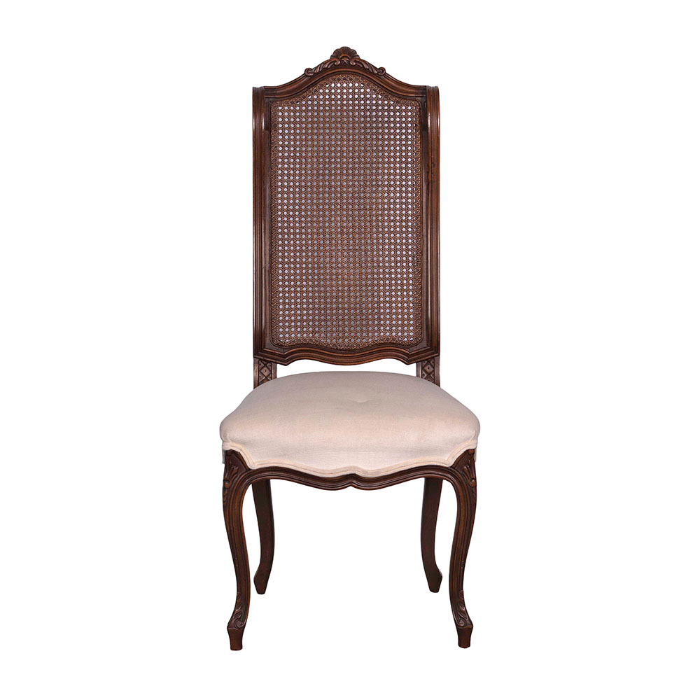 French Provincial Style Parquetry Walnut & Cane Dining Set