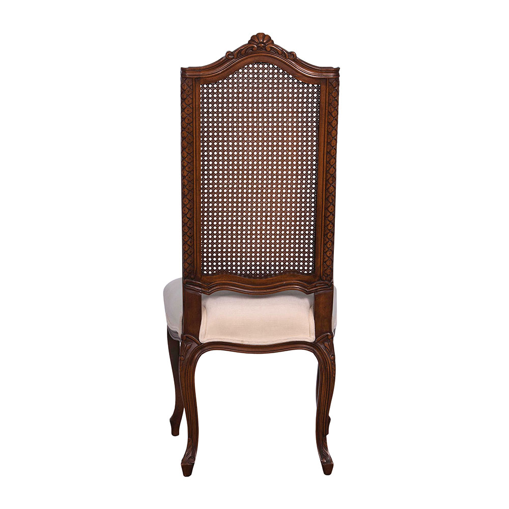 French Provincial Style Parquetry Walnut & Cane Dining Set