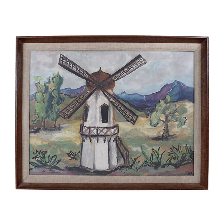 Vintage Solvang Windmill Painting