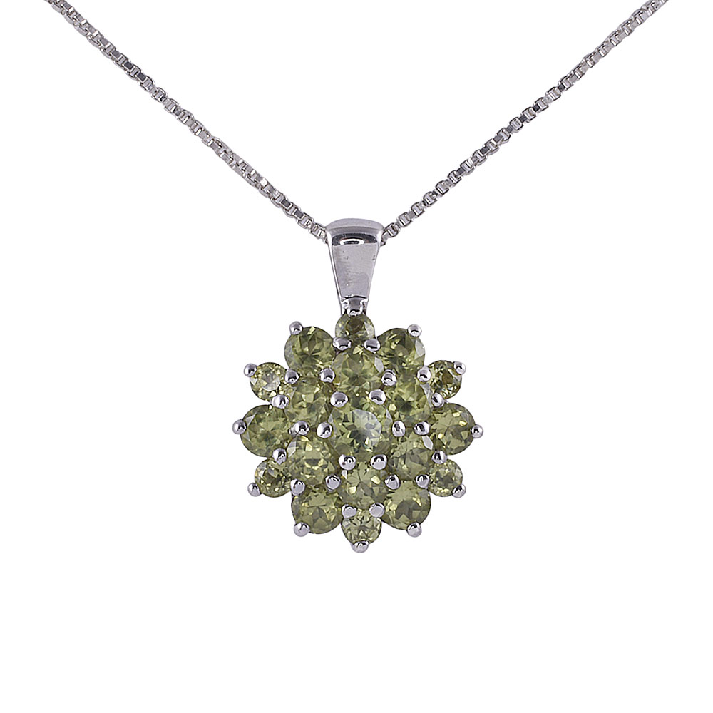 Peridot Cluster Pendant Necklace