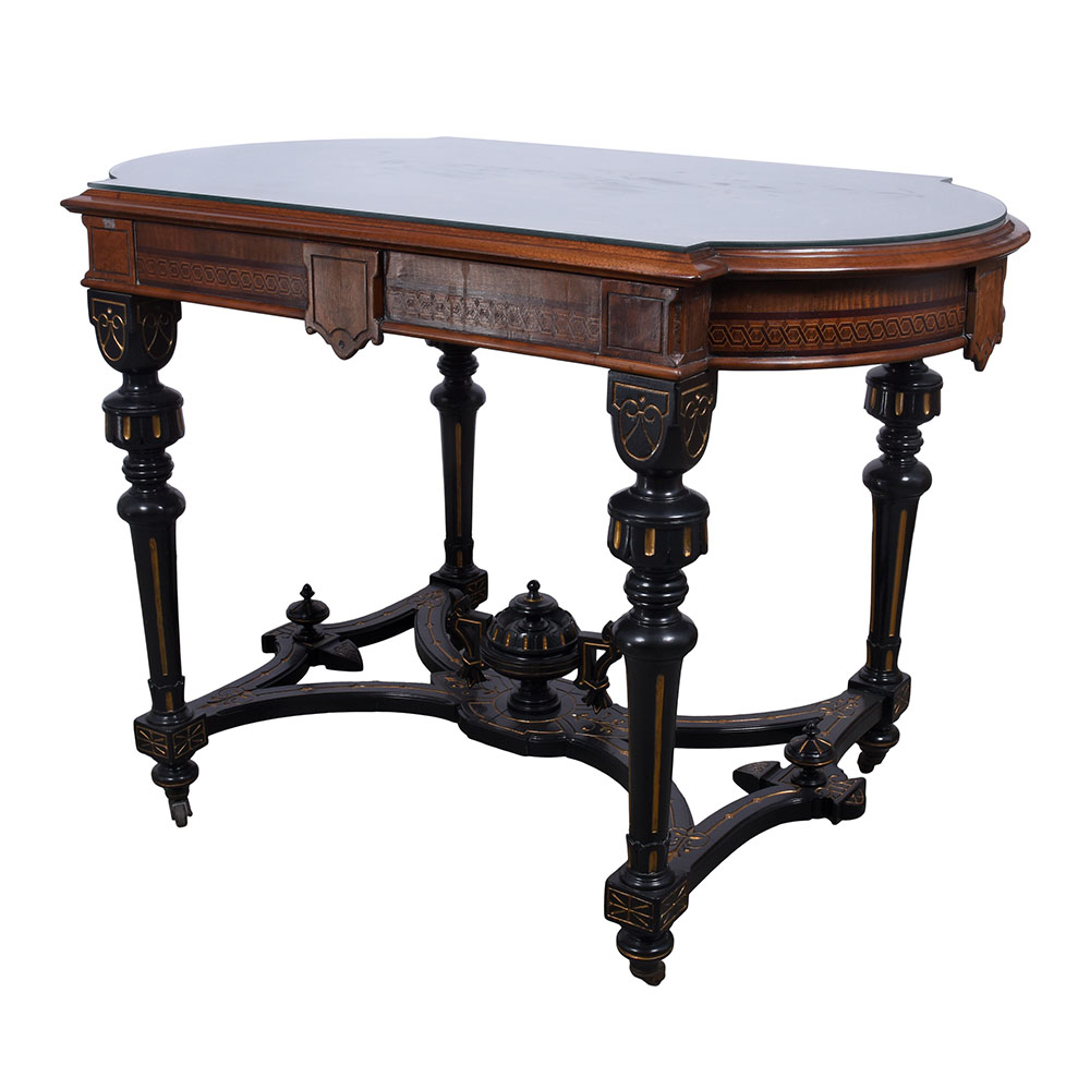 Victorian Marquetry Inlaid Mahogany Center Table