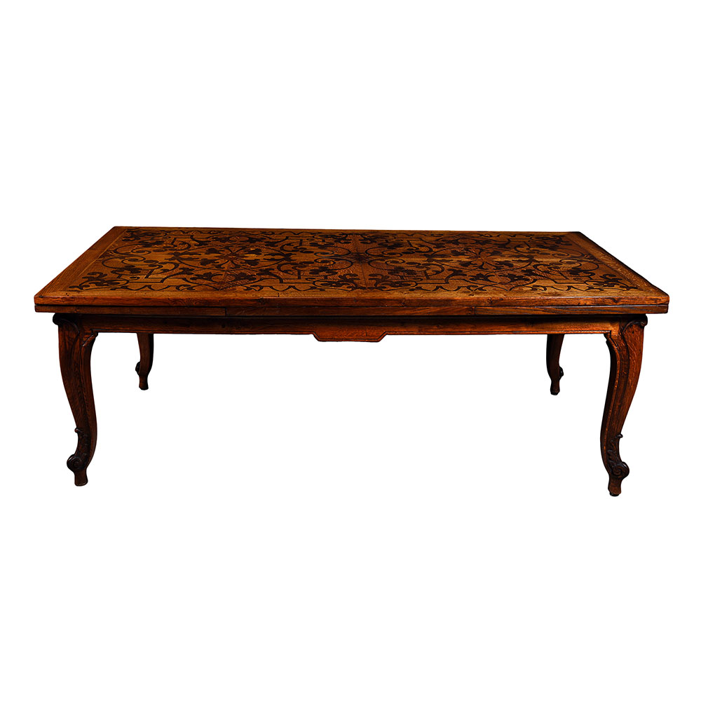 Marquetry Inlaid Walnut Dining Table