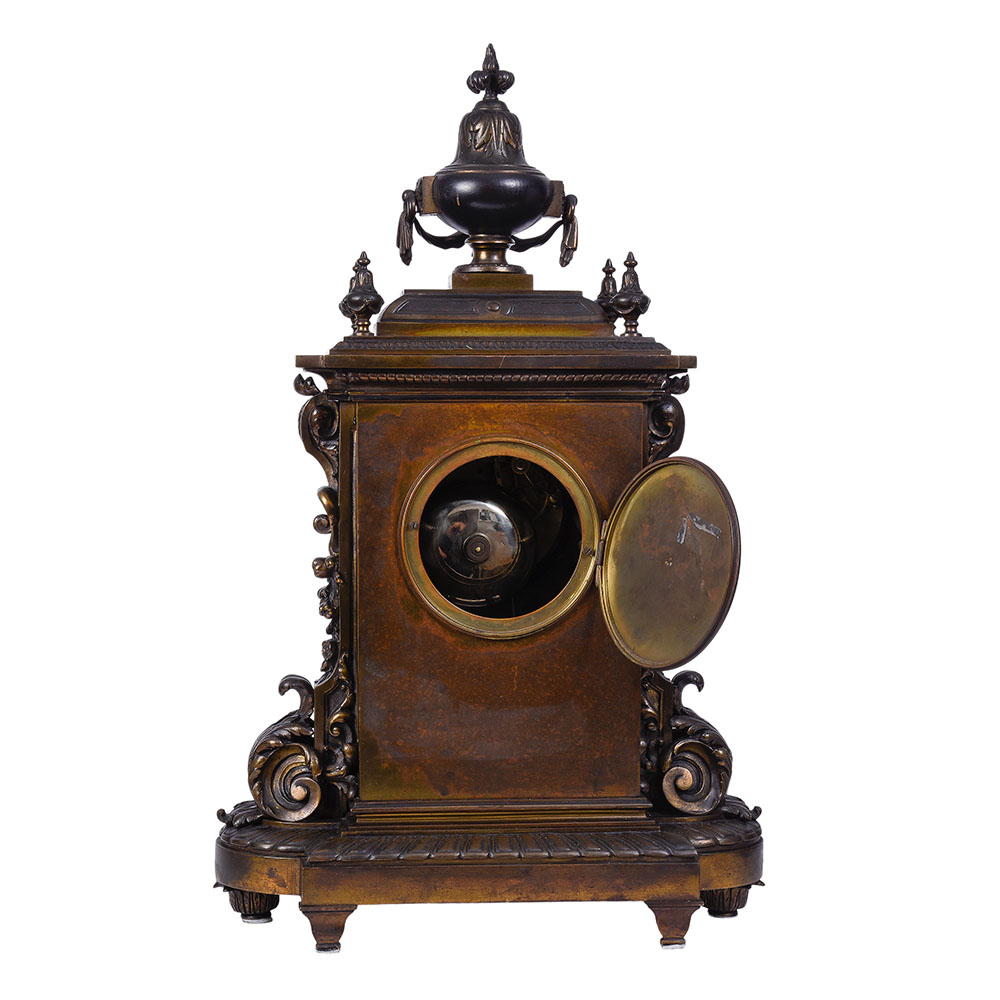 Bronze Mantel Clock with Deadbeat Escapement