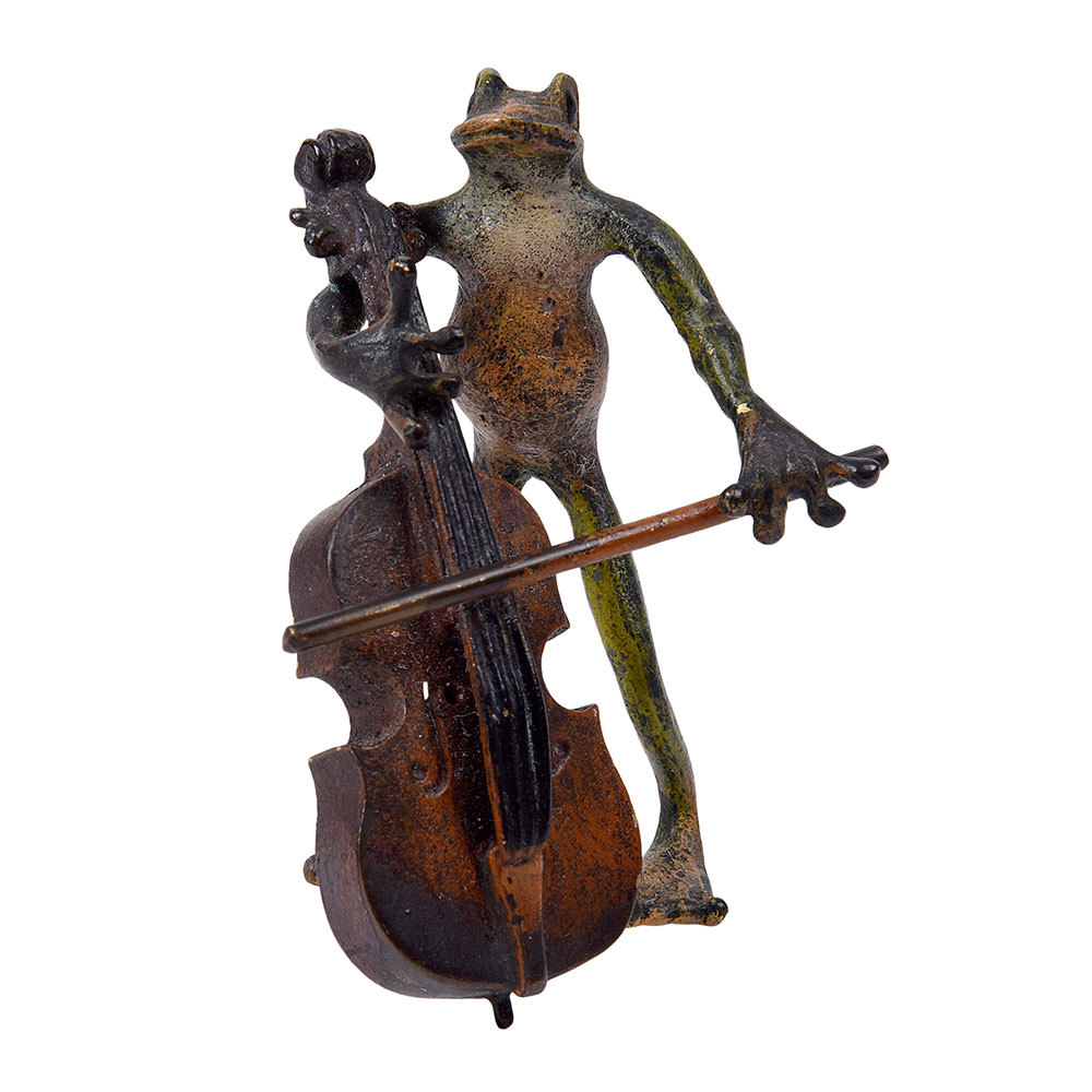 Berman 10 Piece Miniature Bronze Frog Band Sculpture Set