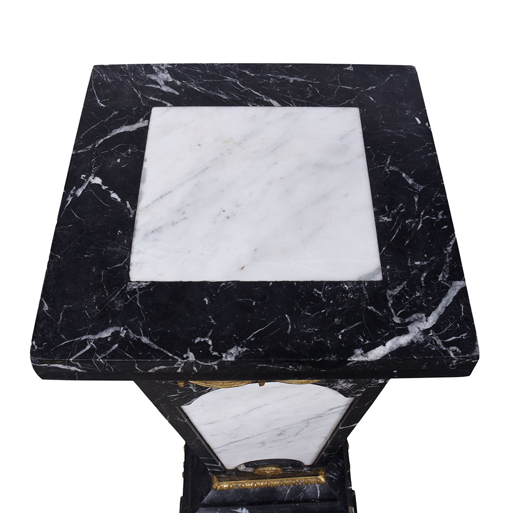 Pair of Two Tone Marble Pedestals with Gilt Bronze Ormolu