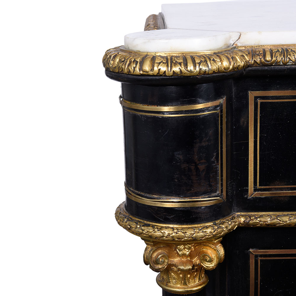 Napoleon III Style Boulle Inlaid Marble Top Cabinet