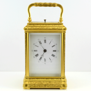 French Carriage Clock in Gilt Gorge Case c.1870