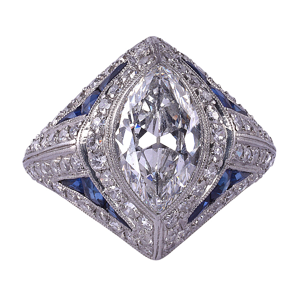 Art Deco All Original 1.40 Carat Marquise Diamond Ring