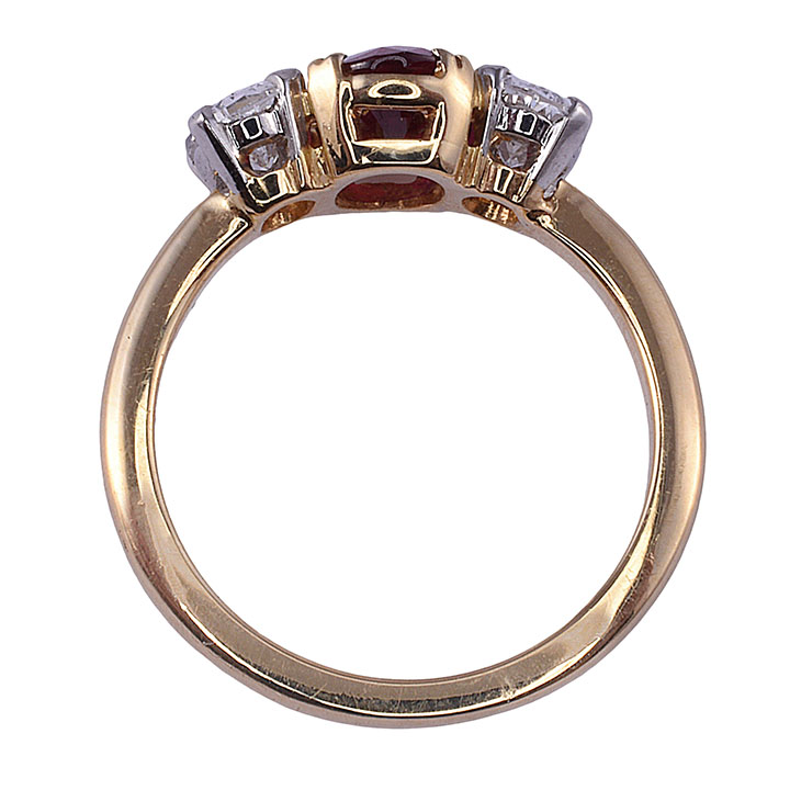 GIA Certified Oval Ruby & Oval Diamond 18K Ring