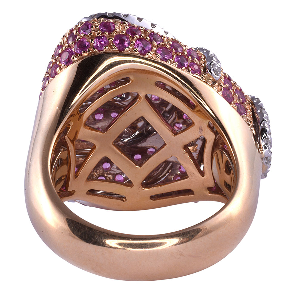Oro Trend Pink Sapphire & Diamond 18K Rose Gold Ring