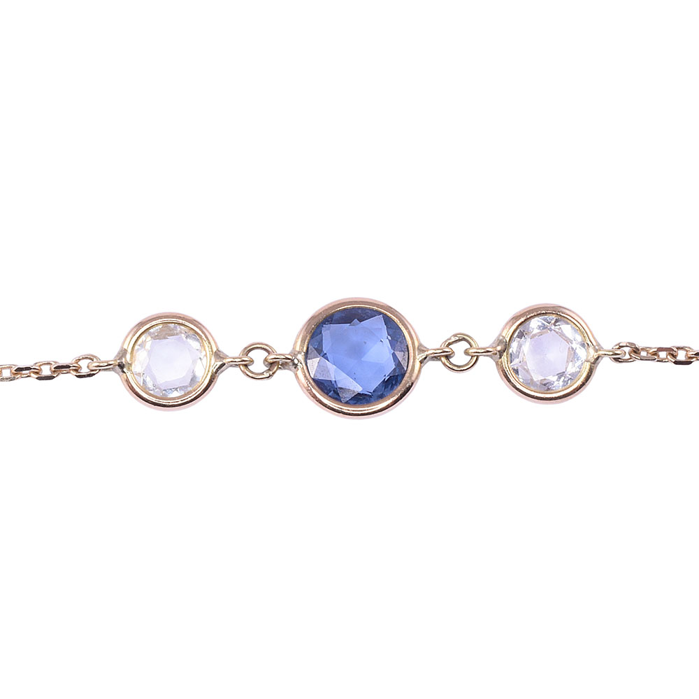 Blue & White Sapphire 18K Necklace