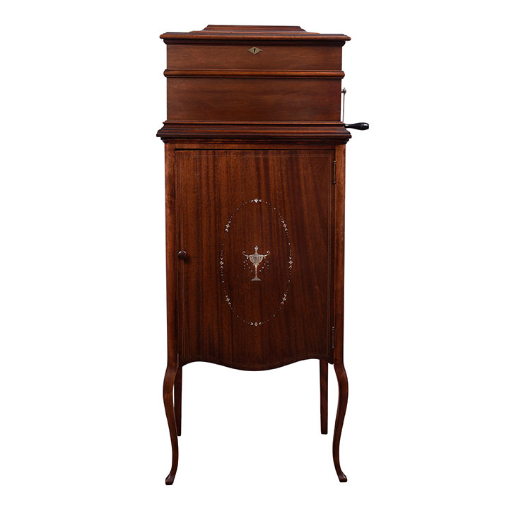 Criterion Mahogany Disc Music Box on Cabinet