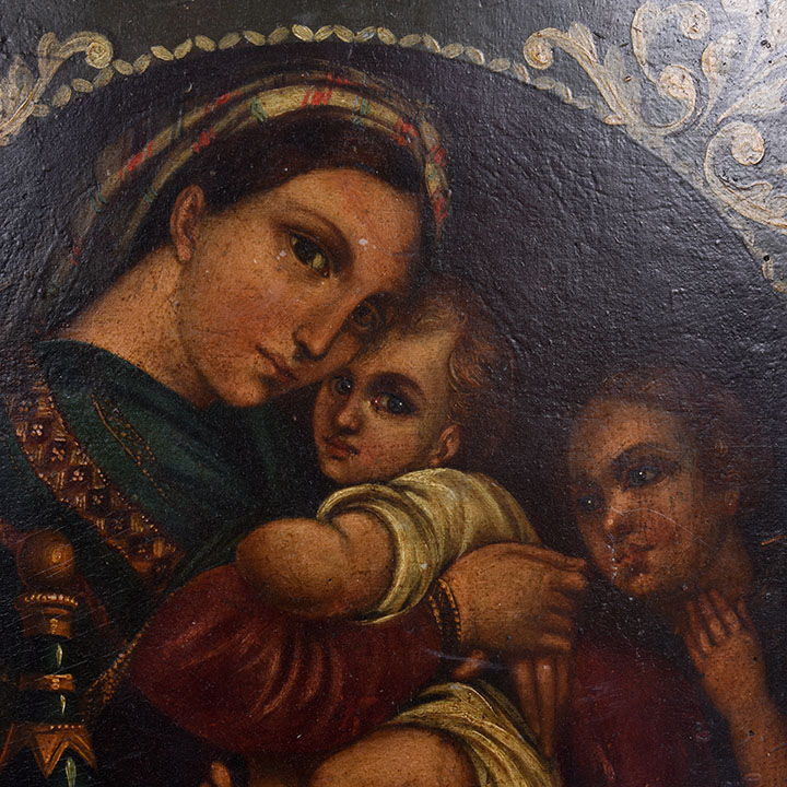 Madonna & Child with John the Baptist Oil on Board