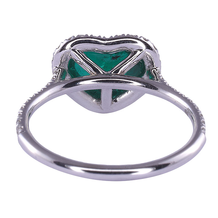 Heart Cabochon Colombian Emerald Ring