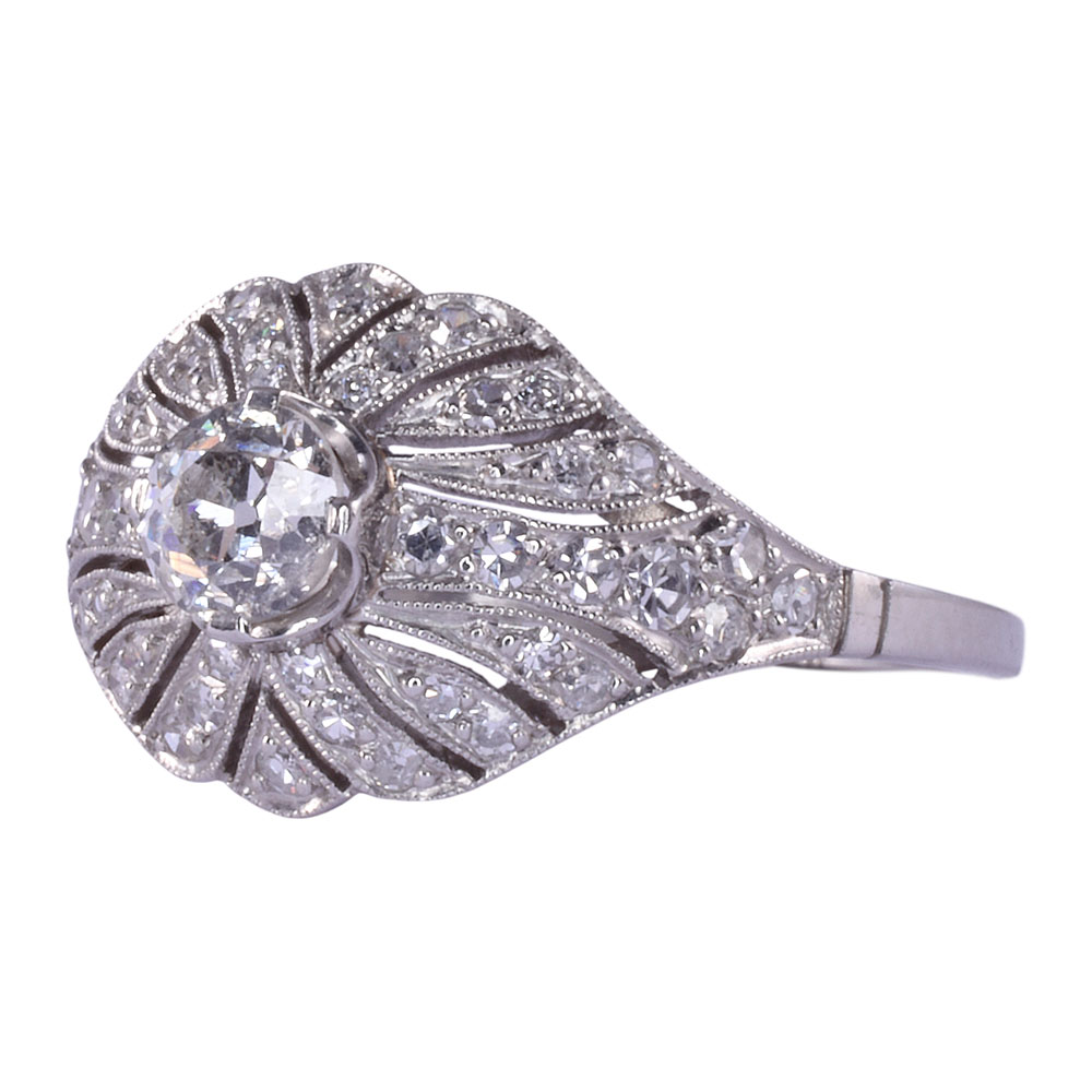Diamond Filigree Platinum Ring