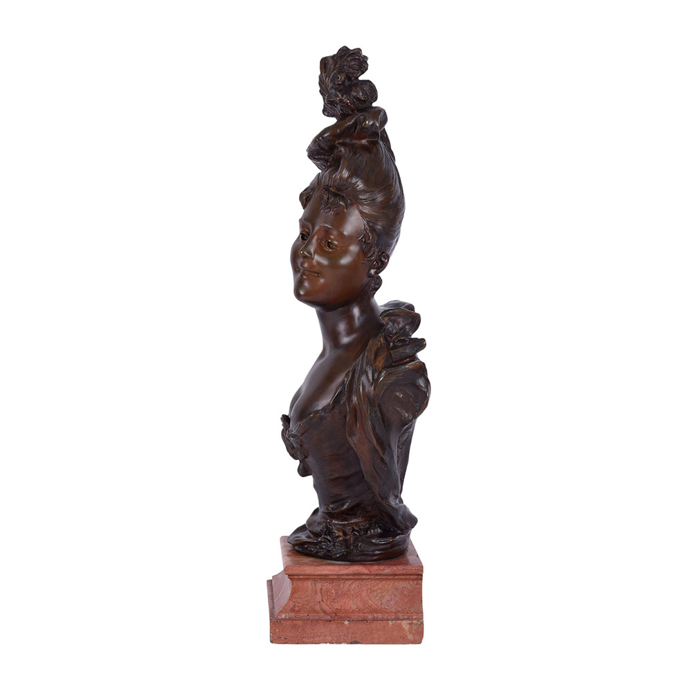 Victor Bruyneel Young Lady Bust Bronze Sculpture
