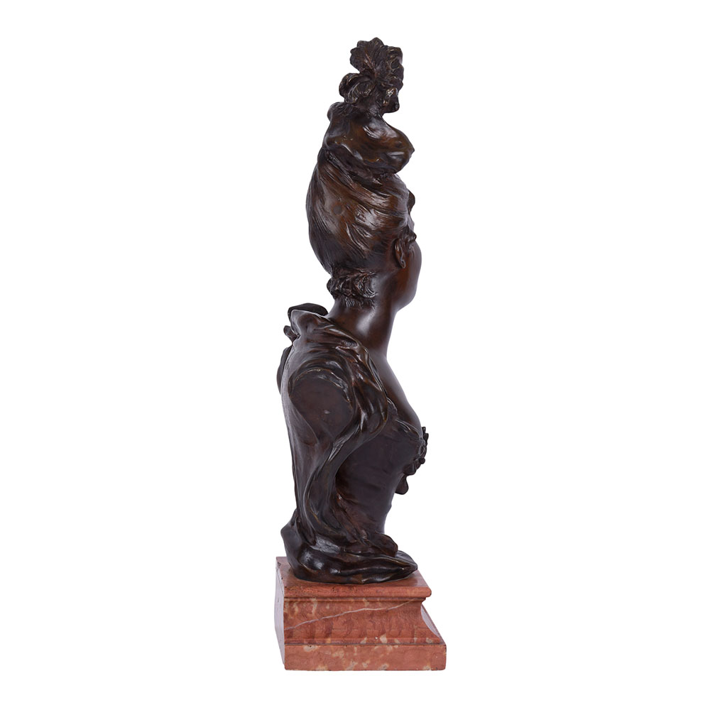 Victor Bruyneel Young Lady Bust Bronze Sculpture