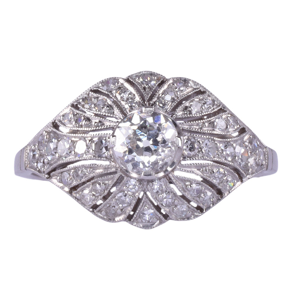 Diamond Filigree Platinum Ring