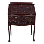 Carved Mahogany Drop Front Writing Desk Attributed to RJ Horner